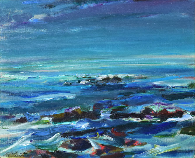 菊地又男「エリモの朝」油絵・F8号 作品全体拡大画像