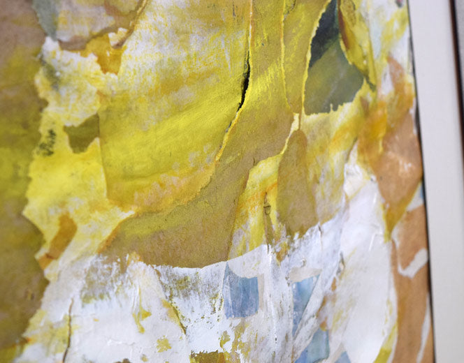 菊地又男「無題」油絵、コーラジュ作品・8号 拡大画像3