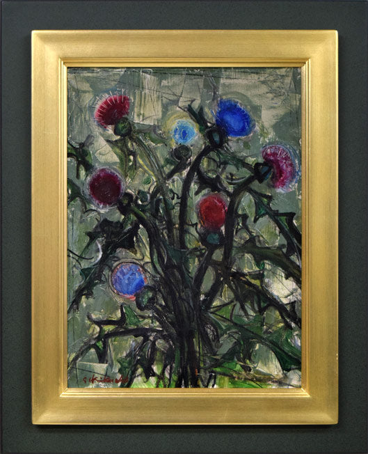 菊地精二「あざみ」油絵・P8号