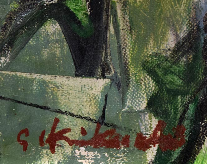 菊地精二「あざみ」油絵・P8号 サイン拡大画像