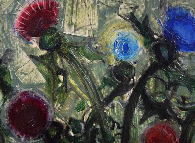 菊地精二「あざみ」油絵・P8号 拡大画像1