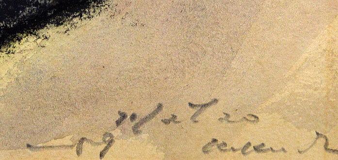 菊地　又男「加清純子像？」水彩画・1959年作　サイン・年記部分