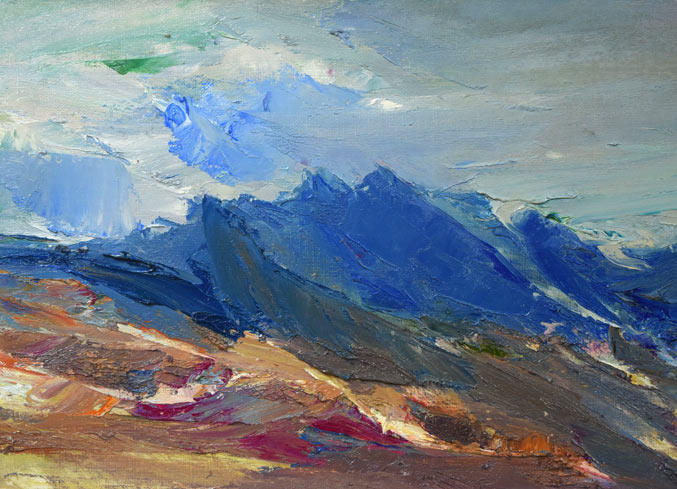 菊地又男「十勝岳の秋」油絵・F8号 拡大画像1