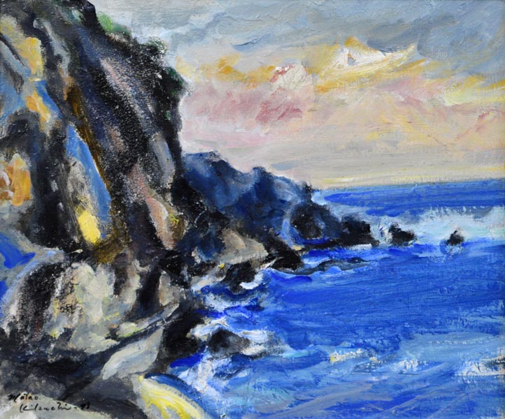 菊地又男「襟裳岬」油絵・F8号・1998年作 拡大部分