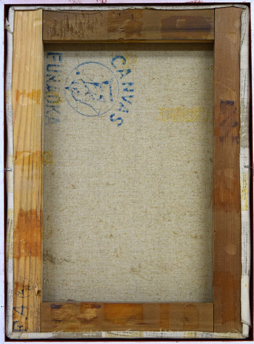 木村訓丈「アザミ」油絵・F4号 キャンバス裏側部分