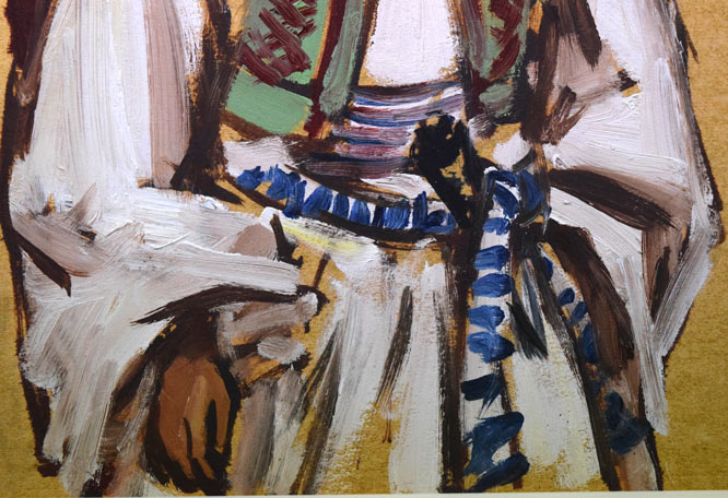 木村捷司「ギリシャのこども」油絵・金色紙 拡大画像3