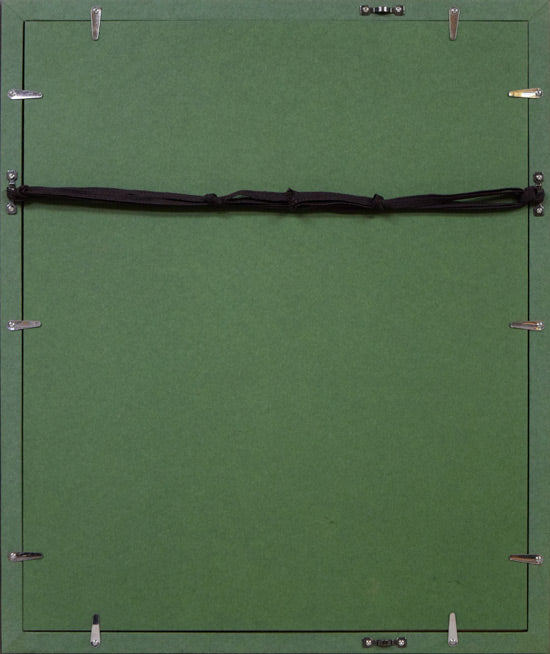 木村捷司「ギリシャのこども」油絵・金色紙 額縁裏側画像