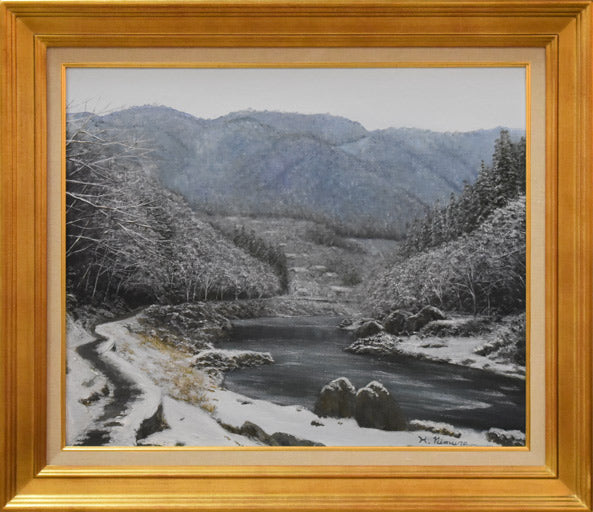 木村秀夫「雪の御岳渓谷(東京都青梅市)」油絵・F12号