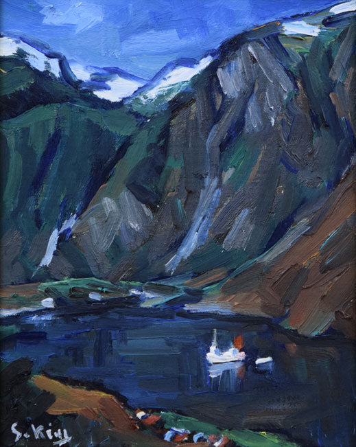 木村捷司「ソグネフィヨルド(ノルウェー)」油絵・F2号 作品全体拡大画像