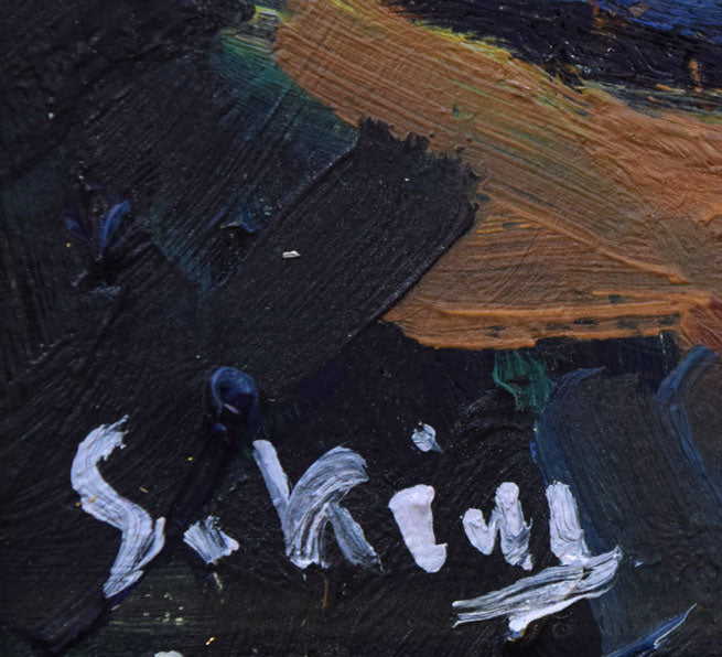 木村捷司「ソグネフィヨルド(ノルウェー)」油絵・F2号 サイン拡大画像