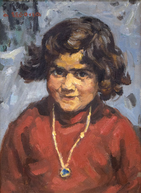 木村捷司「セゴヴィアの少女」油絵・F4号 作品全体拡大画像