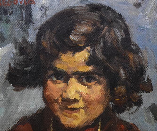 木村捷司「セゴヴィアの少女」油絵・F4号 拡大画像1