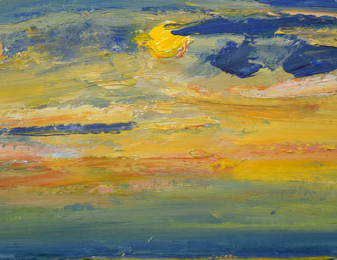 木村捷司「北洋の晴れ間(おしょろ丸にて)」油絵・F6号 拡大画像1