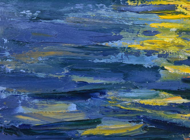 木村捷司「北洋の晴れ間(おしょろ丸にて)」油絵・F6号 拡大画像3