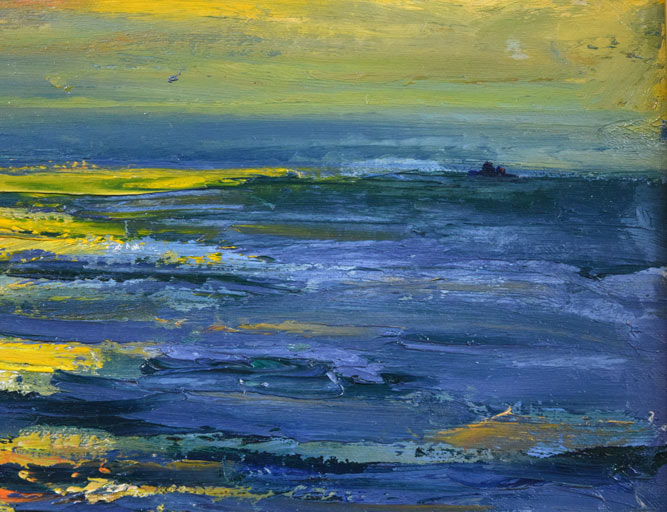 木村捷司「北洋の晴れ間(おしょろ丸にて)」油絵・F6号 拡大画像4