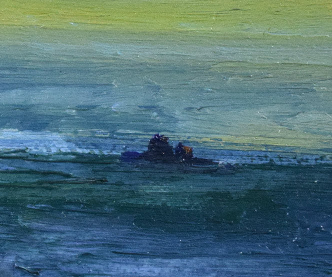 木村捷司「北洋の晴れ間(おしょろ丸にて)」油絵・F6号 拡大画像5