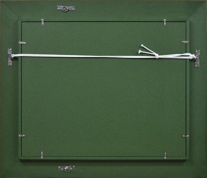 木村捷司「北洋の晴れ間(おしょろ丸にて)」油絵・F6号 額縁裏側画像