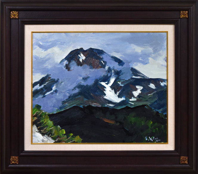 木村捷司「霧の羅臼岳」油絵・F20号