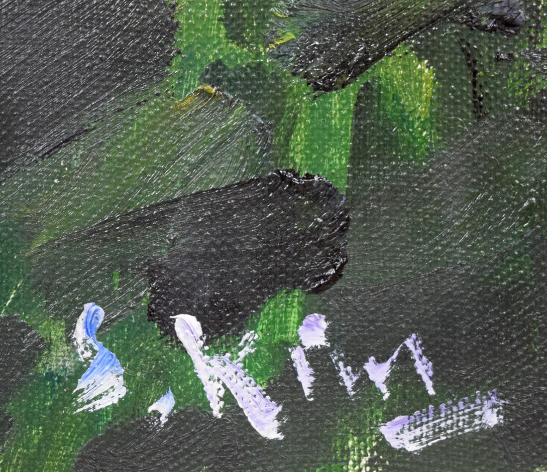 木村捷司「霧の羅臼岳」油絵・F20号 サイン拡大画像