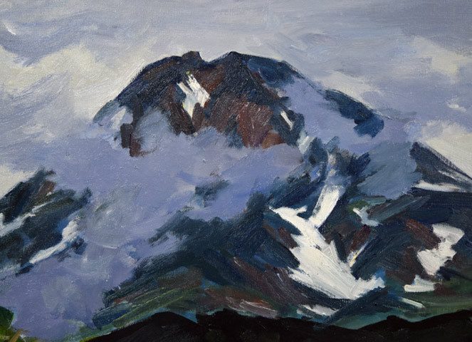 木村捷司「霧の羅臼岳」油絵・F20号 拡大画像1