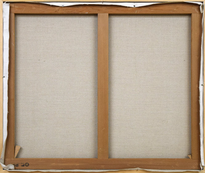 木村捷司「霧の羅臼岳」油絵・F20号 キャンバス裏側画像