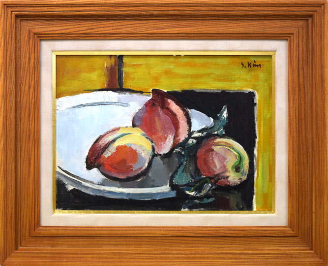 木村捷司「天津桃」油絵・F4号