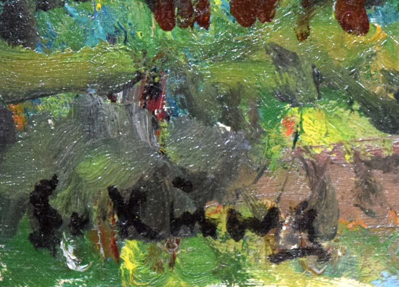 木村捷司「豊原旧市街にて(樺太)」油絵・F4号 拡大部分1