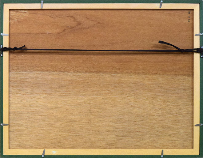 岸本裕躬「千歳川晩秋」水彩画・4号 額縁裏側画像