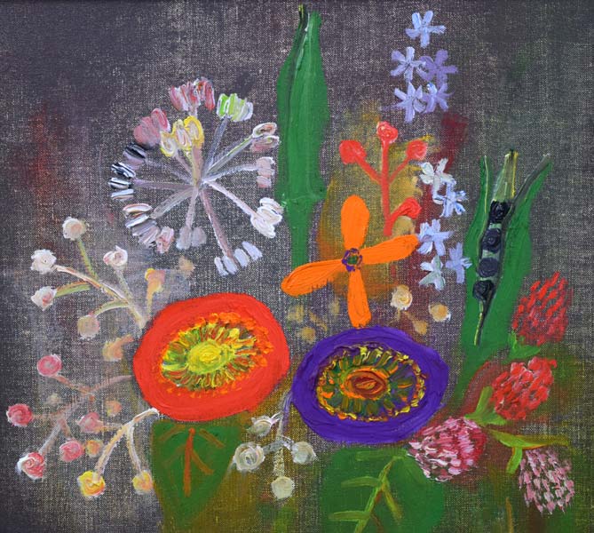 岸葉子「花と実」油絵・F6号 拡大画像1