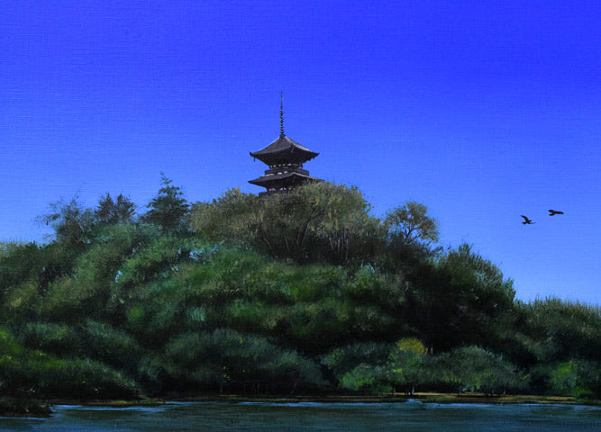 北久美子「三渓園(横浜市)」油絵・P10号 拡大画像1