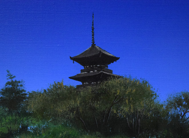 北久美子「三渓園(横浜市)」油絵・P10号 拡大画像2