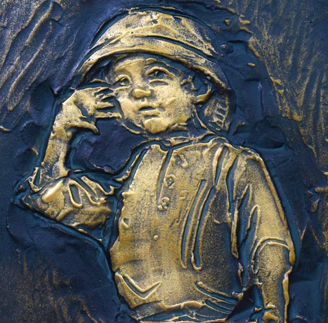 北村西望「今日わ」ブロンズレリーフ額装 拡大画像1