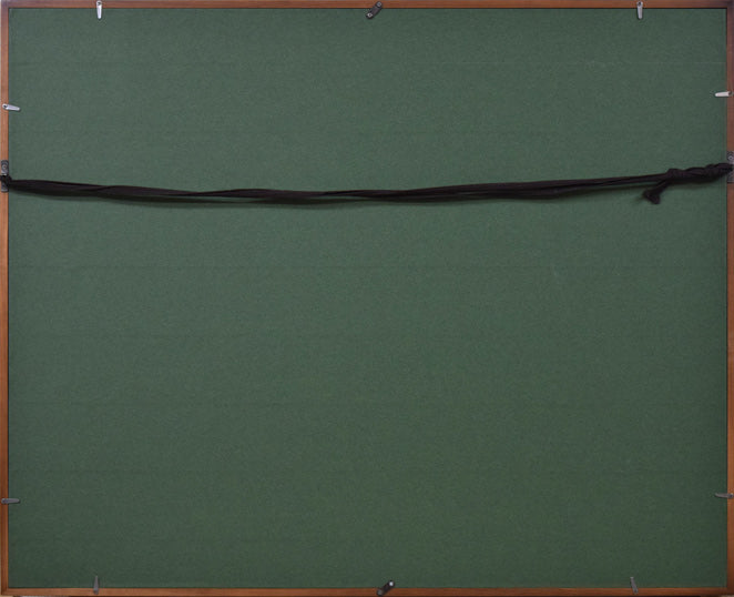 北岡文雄「草萌ゆる湿原」木版画 額縁裏側画像