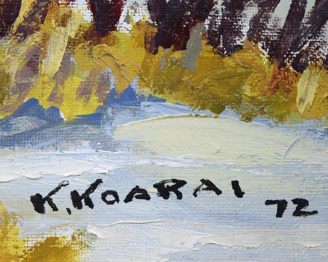 小荒井克己「石狩川畔（冬）」油絵・F8号　サイン・年記（1972年作）拡大画像