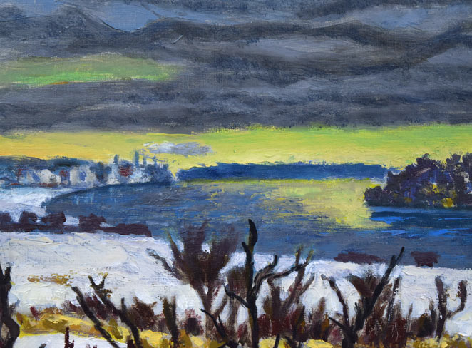 小荒井克己「石狩川畔(冬)」油絵・F8号 拡大画像1