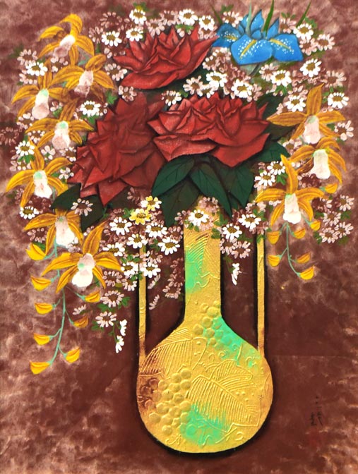 児玉三鈴「花瓶」日本画・P12号 作品全体拡大画像