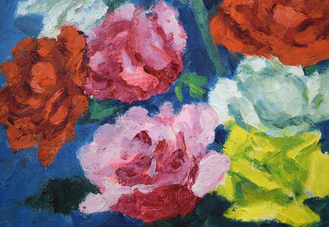 小寺健吉「スペイン壺のばら」油絵・F6号 拡大画像3