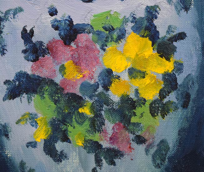 小寺健吉「スペイン壺のばら」油絵・F6号 拡大画像5