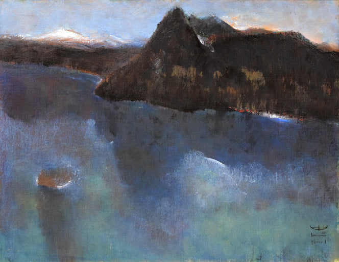 古川忠次「摩周湖」油絵・F6号 作品全体拡大画像