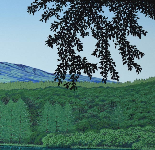 小暮真望「緑映利尻」シルクスクリーン版画 拡大画像3