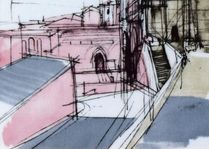 小磯良平「サンフランチェスコ寺院(イタリア)」陶板画額装・F4号 拡大画像3