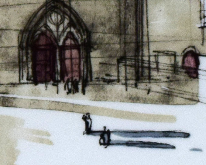 小磯良平「サンフランチェスコ寺院(イタリア)」陶板画額装・F4号 拡大画像4