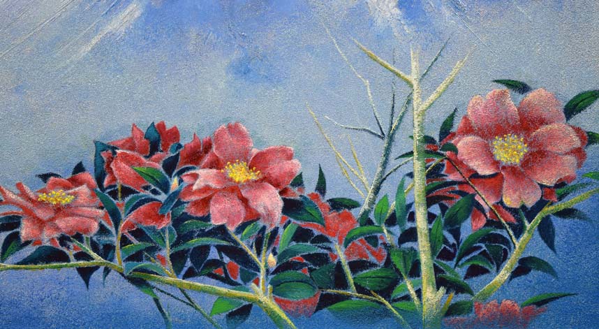 小泉守邦「霽嶺花」油絵・F8号 拡大部分3