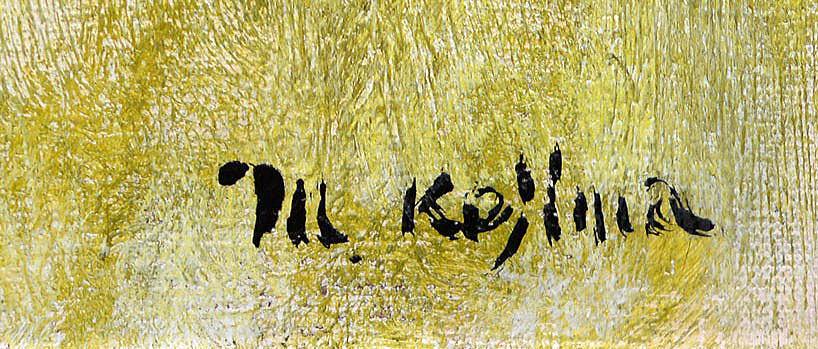 小島 真佐吉「アカシアの頃」油絵・F15号 サイン部分