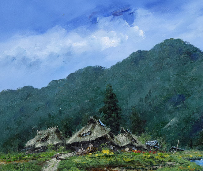 駒井敬三郎「多層造の里」油絵・F10号 拡大画像1