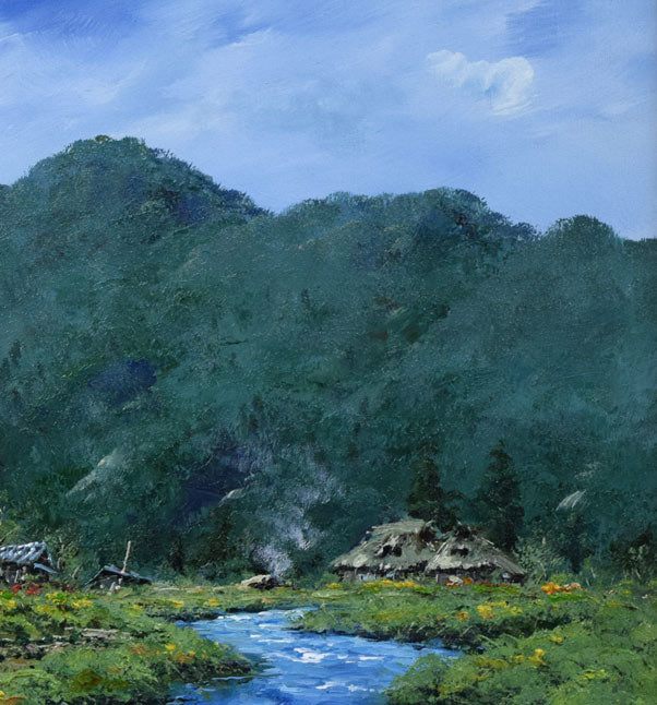 駒井敬三郎「多層造の里」油絵・F10号 拡大画像2