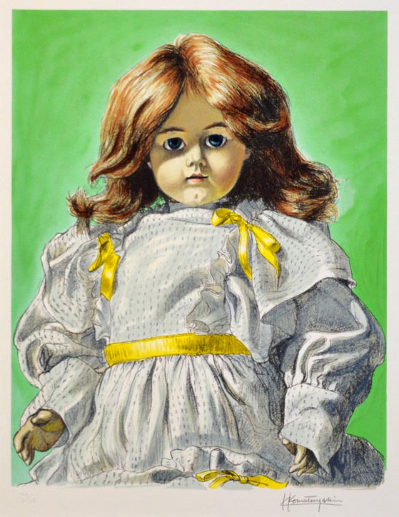 小松崎邦雄「西洋人形」リトグラフ 作品全体拡大画像