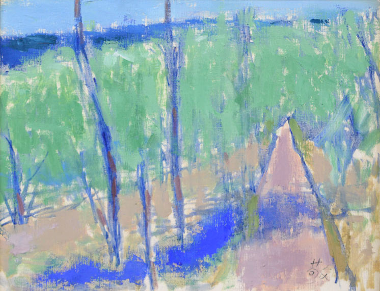 今田敬一「新緑」油絵・F6号・1979年作 拡大部分