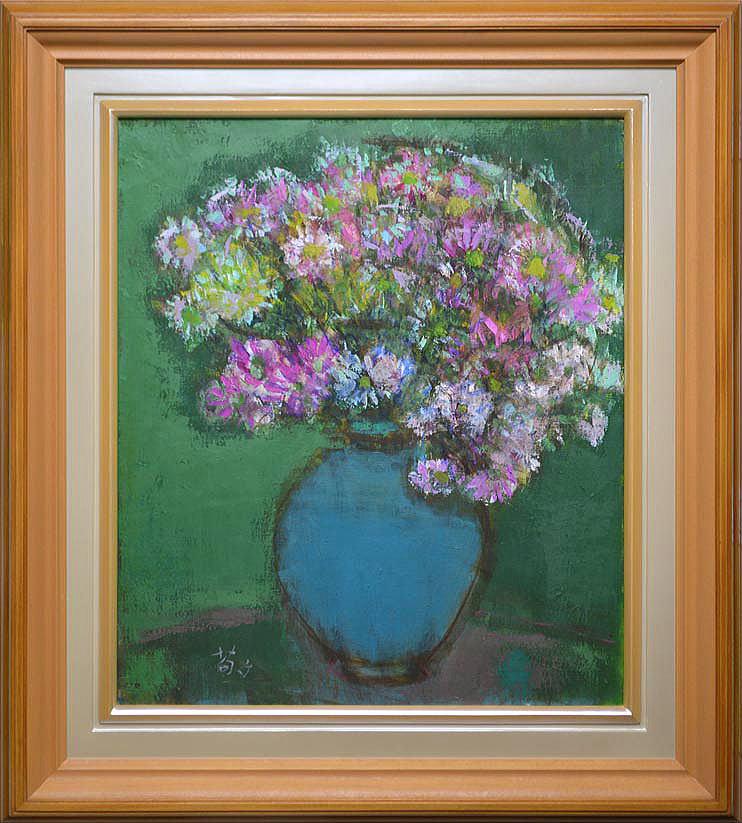 今田 敬一「花・小菊」油絵・F10号・1971年作