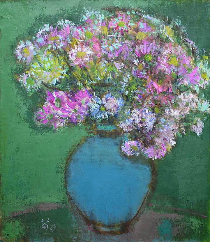 今田 敬一「花・小菊」油絵・F10号・1971年作 拡大部分